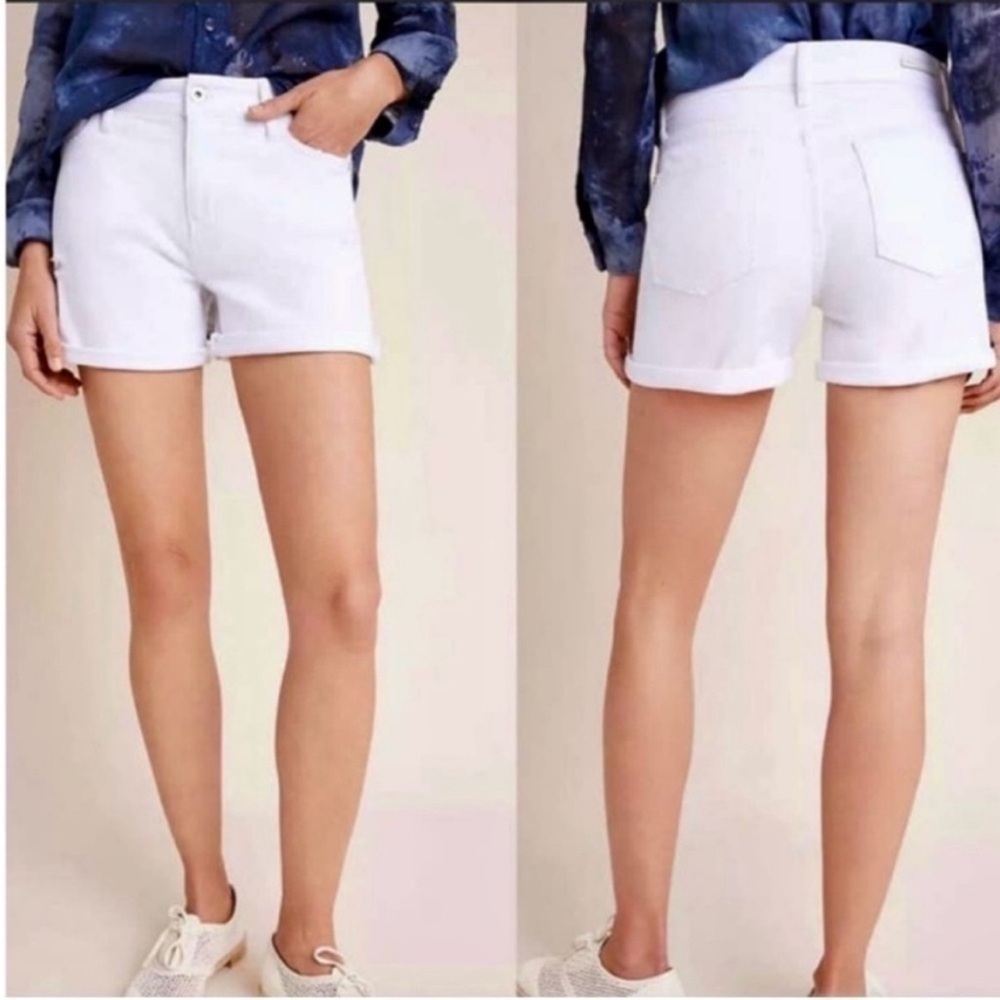 Pilcro And The Letterpress Slim Boyfriend White Distressed Shorts